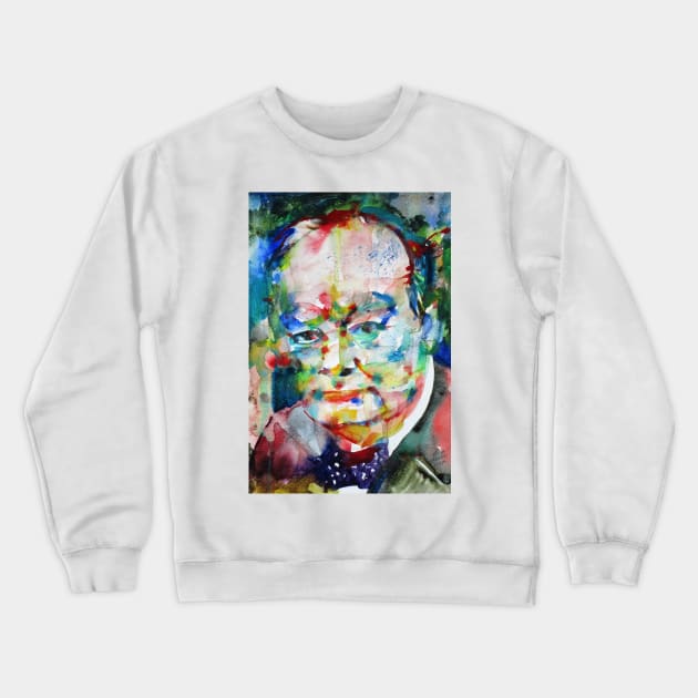 WINSTON CHURCHILL - watercolor portrait .2 Crewneck Sweatshirt by lautir